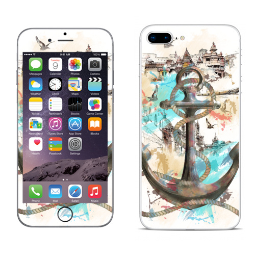 Наклейка на Телефон Apple iPhone 8 plus Морской волк,  купить в Москве – интернет-магазин Allskins, отдых, птицы, пейзаж, морская, якорь