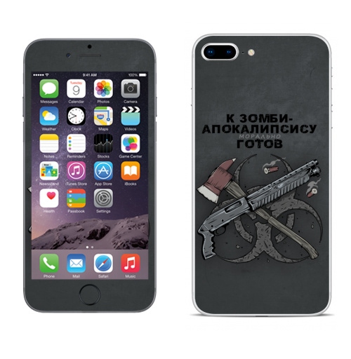 Наклейка на Телефон Apple iPhone 8 plus К зомби-апокалипсису готов,  купить в Москве – интернет-магазин Allskins, оружие, зомби, дробовик, топор