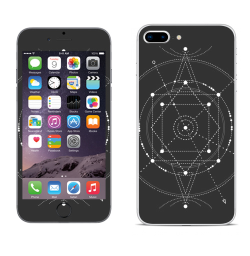 Наклейка на Телефон Apple iPhone 8 plus Тайный код мироздания,  купить в Москве – интернет-магазин Allskins, черно-белое, духовность, секрет, дух, геометрия, сакральное, fashionillustration