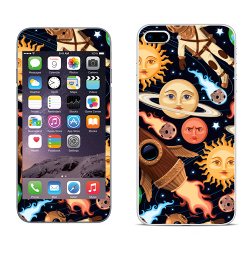 Наклейка на Телефон Apple iPhone 8 plus Ретропланеты,  купить в Москве – интернет-магазин Allskins, космос, паттерн, астрономия, небо, звезда, звездноенебо