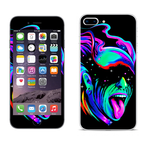Наклейка на Телефон Apple iPhone 8 plus Электро галактика,  купить в Москве – интернет-магазин Allskins, звезда, гики, музыка, космос, галактика, цвет, черныйфон