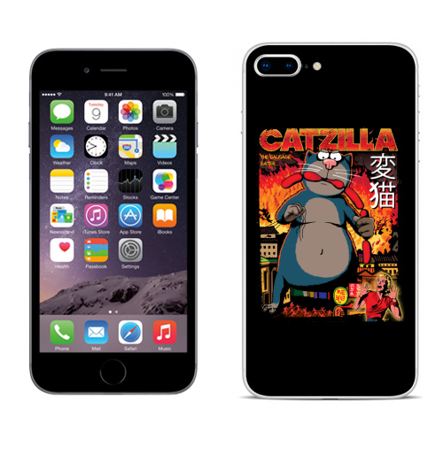 Наклейка на Телефон Apple iPhone 8 plus КОТЗИЛЛА,  купить в Москве – интернет-магазин Allskins, годзилла, кино, персонажи, котята, кошка, ужасный, пародия, прикол, приключения