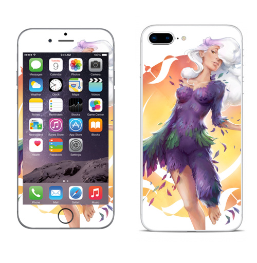 Наклейка на Телефон Apple iPhone 8 plus Разоблачение,  купить в Москве – интернет-магазин Allskins, вдохновение, нежно, миф, девушка, иллюстация, иллюстраторы, перья, облако, женьщина