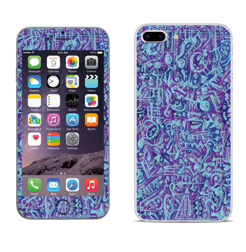 Наклейка на Телефон Apple iPhone 8 plus В мирских вещах,  купить в Москве – интернет-магазин Allskins, абстракция, абстрация, текстура, голубой, фиолетовый