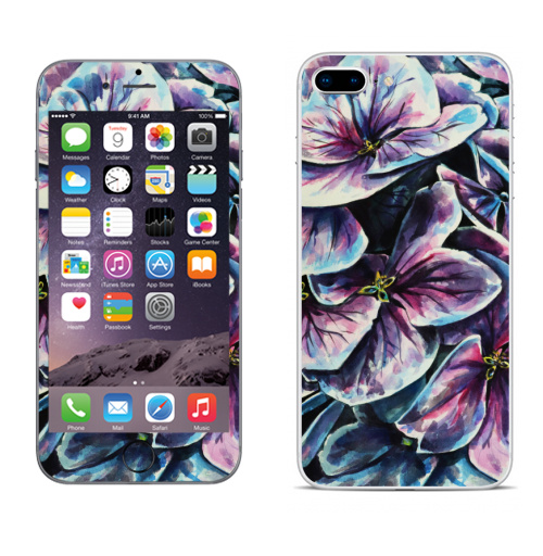 Наклейка на Телефон Apple iPhone 8 plus Фиолетовые цветы,  купить в Москве – интернет-магазин Allskins, фиолетовый, акварель, цветокакварель, цветы