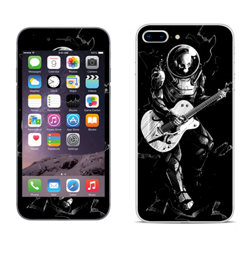 Наклейка на Телефон Apple iPhone 8 plus Космический бард,  купить в Москве – интернет-магазин Allskins, скелет, космос, гитара, темнота, шлем
