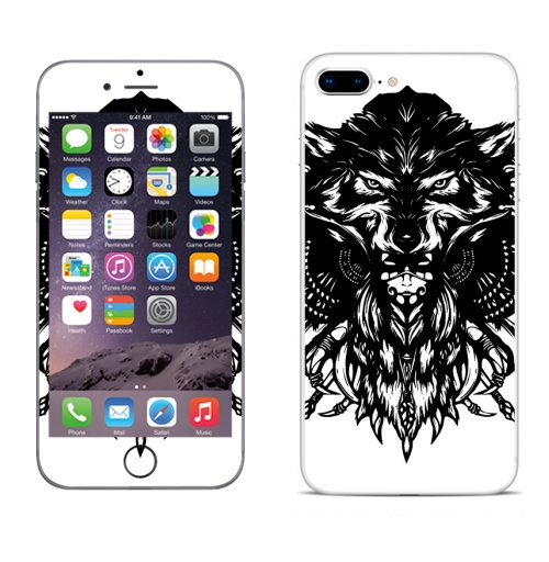 Наклейка на Телефон Apple iPhone 8 plus Девушка волк,  купить в Москве – интернет-магазин Allskins, сюрреализм, этно