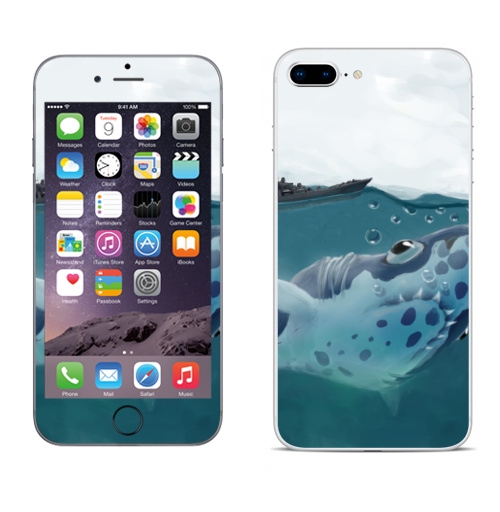 Наклейка на Телефон Apple iPhone 8 plus Акулазаврище,  купить в Москве – интернет-магазин Allskins, акула, опасность, опасная, рыба, гигант, динозавры, подводная, существо, монстры, забавная, смешные, детские, казуальная, рисунки, лупоглазая, корабль, военные