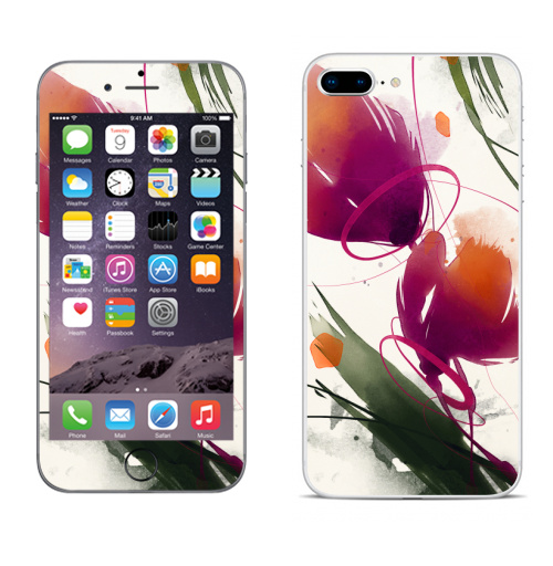 Наклейка на Телефон Apple iPhone 8 plus Акварельные абстрактные цветы,  купить в Москве – интернет-магазин Allskins, акварель, цветы, абстракция, природа, яркий, дизайнер, пятна, рисунки, картины, графика, бутон, растение, белый, фиолетовый, мазки