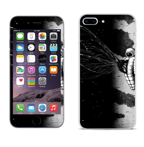 Наклейка на Телефон Apple iPhone 8 plus Береза,  купить в Москве – интернет-магазин Allskins, сюрреализм, астронавт, космос, фантастика, черно-белое, берёзки, космонавтика