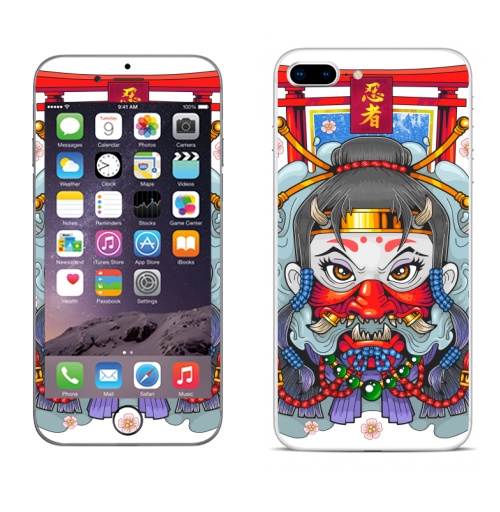 Наклейка на Телефон Apple iPhone 8 plus Девушка ниндзя,  купить в Москве – интернет-магазин Allskins, мистика, ниндзя, ассасин, они, демоны, азия, shinobi, Япония, манга, девушка, мифология