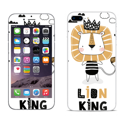 Наклейка на Телефон Apple iPhone 8 plus Король Лев - Принтериум,  купить в Москве – интернет-магазин Allskins, лев, король, мультфильмы, детские, мило, корона, джунглей, safari, lion