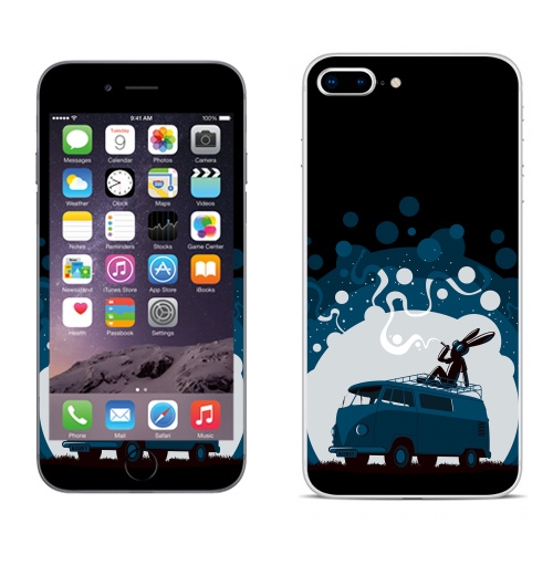 Наклейка на Телефон Apple iPhone 8 plus Night Scene '11,  купить в Москве – интернет-магазин Allskins, 300 Лучших работ, крыша, sfsf, синий, заяц, дым, ночь, Фольксваген, черный