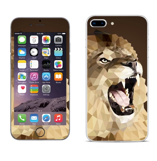 Наклейка на Телефон Apple iPhone 8 plus Лев с треугольником,  купить в Москве – интернет-магазин Allskins, милые животные, 300 Лучших работ, оригами, геометрия, лев, треугольник, монстры, коричневый