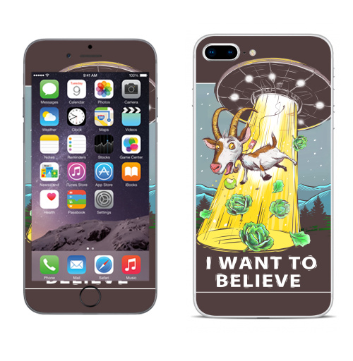 Наклейка на Телефон Apple iPhone 8 plus I want to believe,  купить в Москве – интернет-магазин Allskins, надписи, космос, иностранцы, овцы, гики, надписи на английском, 300 Лучших работ