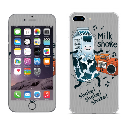 Наклейка на Телефон Apple iPhone 8 plus MilkShake!,  купить в Москве – интернет-магазин Allskins, музыка, еда, ноты, танцы, коктейль, молочный