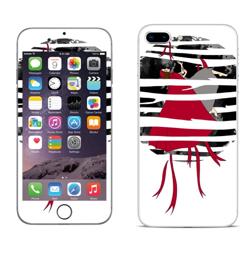 Наклейка на Телефон Apple iPhone 8 plus Red riding hoooood,  купить в Москве – интернет-магазин Allskins, волк, девушка, красный, лес, серый, сказки, собаки