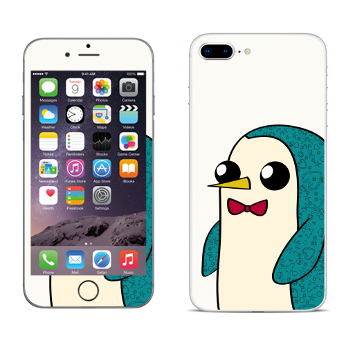 Наклейка на Телефон Apple iPhone 8 plus Новогодний Гюнтер,  купить в Москве – интернет-магазин Allskins, новый год, мультфильмы, птицы, пингвин, персонажи, животные, милые животные
