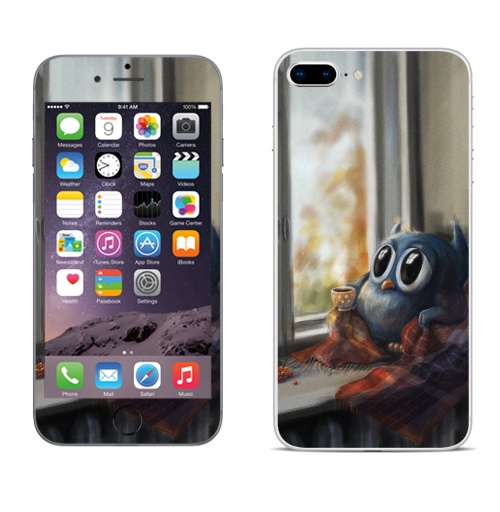 Наклейка на Телефон Apple iPhone 8 plus Vanilla Owl,  купить в Москве – интернет-магазин Allskins, ваниль, хипстер, сова, птицы, осень, графика, любовь, тренд, 300 Лучших работ