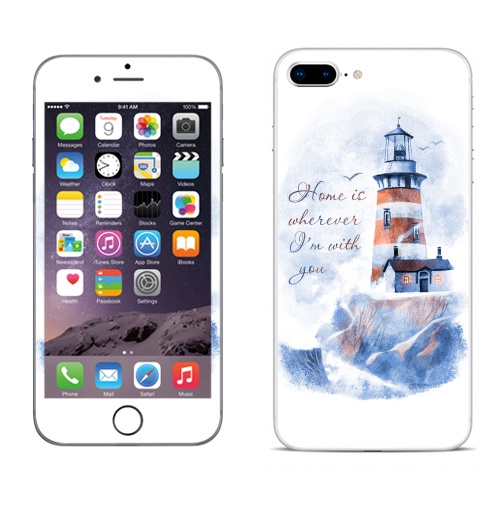 Наклейка на Телефон Apple iPhone 8 plus Маяк,  купить в Москве – интернет-магазин Allskins, морская, надписи, природа, дом, маяк, надписи на английском, 300 Лучших работ