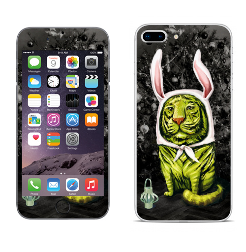 Наклейка на Телефон Apple iPhone 8 plus Заинька,  купить в Москве – интернет-магазин Allskins, утренник, новый год, заяц, тигры, крутые животные