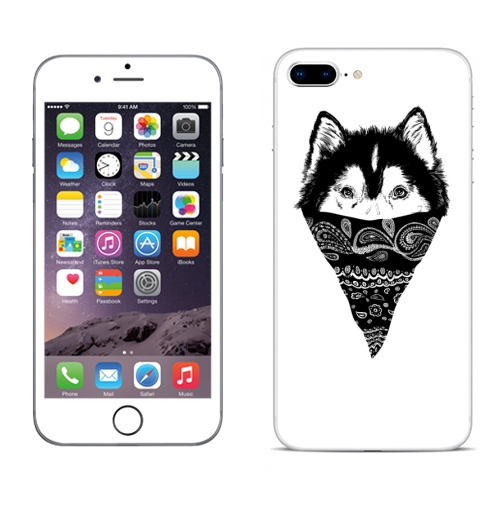 Наклейка на Телефон Apple iPhone 8 plus Пёс,  купить в Москве – интернет-магазин Allskins, крутые животные, собаки, персонажи, мафия, графика, белый, черный, животные, милые животные