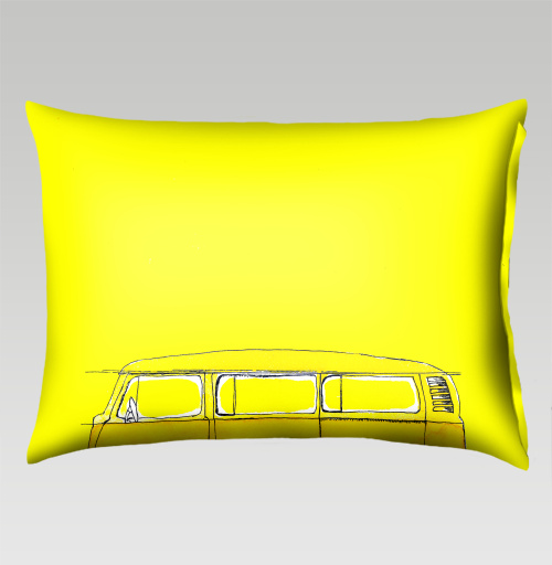 Наклейка на Подушки Подушки Подушка прямоугольная 50х70 см Жёлтый Автобус,  купить в Москве – интернет-магазин Allskins, автомобиль, желтый, хиппи