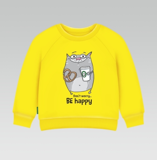 Фотография футболки Будь счастлив с серым котом