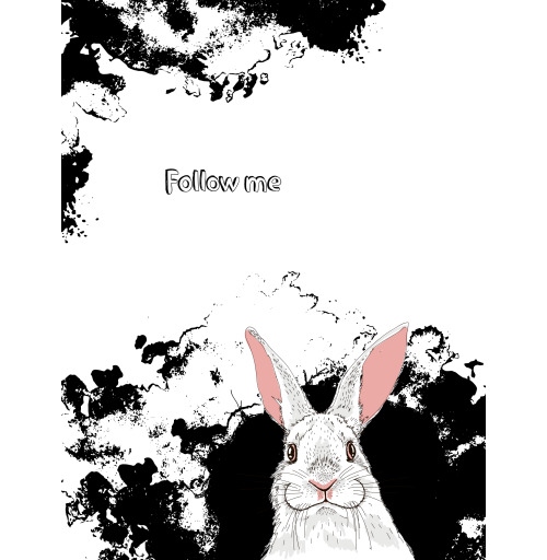 Наклейка на Планшет Apple 2019 – iPad 10,2&quot; Следуй за белым кроликом,  купить в Москве – интернет-магазин Allskins, надписи на английском, заяц, белый, графика, надписи, черный, черно-белое, кролики, животные, зима