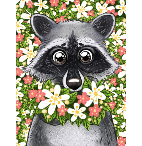 Наклейка на Планшет Apple 2019 – iPad 10,2&quot; Енот и весна,  купить в Москве – интернет-магазин Allskins, милые животные, мультфильмы, зверушки, лес, мило, животные, цветы, весна, енот