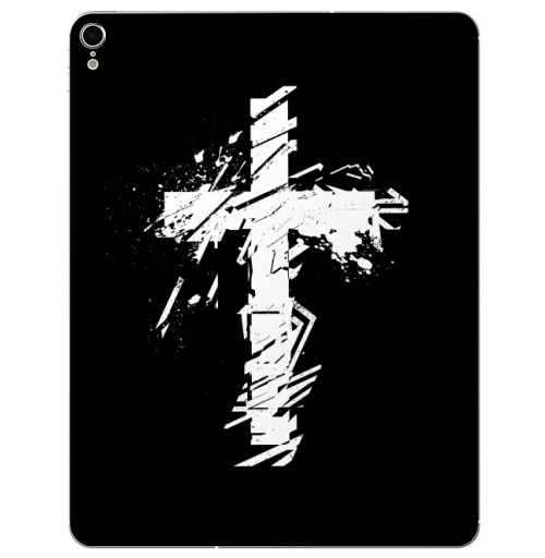 Наклейка на Планшет Apple iPad Pro 2015-2018 Крест во всю грудь,  купить в Москве – интернет-магазин Allskins, черно-белое, татуировки, гранж, крест, христианство, святое, черный
