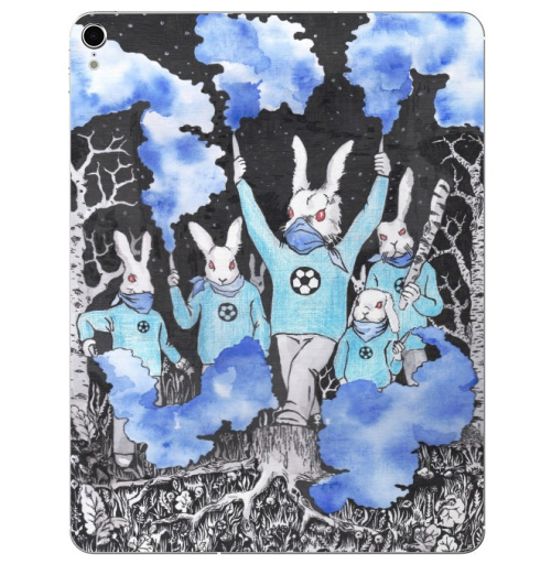 Наклейка на Планшет Apple iPad Pro 2015-2018 Кролики около футбола,  купить в Москве – интернет-магазин Allskins, кролики, заяц, футбол, футбольные_фанаты, болельщики