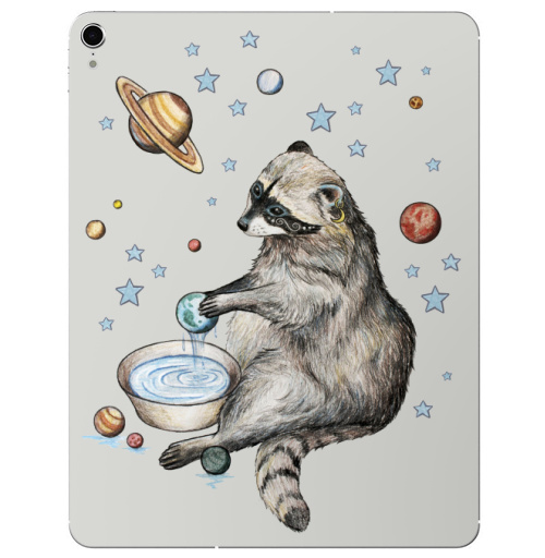 Наклейка на Планшет Apple iPad Pro 2015-2018 Енот-полоскун-космический,  купить в Москве – интернет-магазин Allskins, милые животные, земля, животные, космос, енот