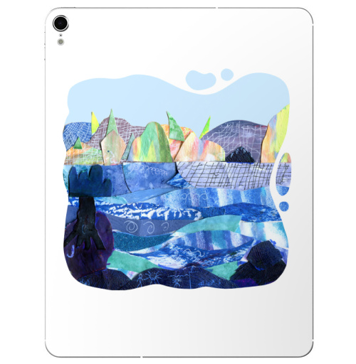 Наклейка на Планшет Apple iPad Pro 2015-2018 Коллаж с пейзажем, озеро и скалы,  купить в Москве – интернет-магазин Allskins, коллаж, радость, круто, детские, школьный, озеро, природа, синий, бумага, голуой