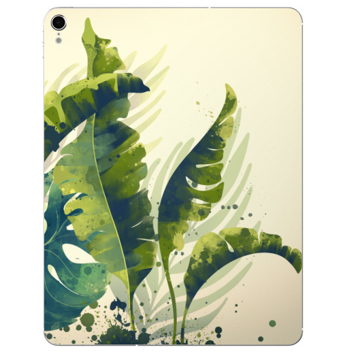 Наклейка на Планшет Apple iPad Pro 2015-2018 Ветки пальм,  купить в Москве – интернет-магазин Allskins, пальма, ветка, рисунки, акварель, природа, экзотика, тропики, зеленый, брызги