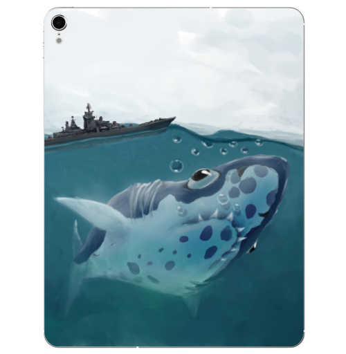 Наклейка на Планшет Apple iPad Pro 2015-2018 Акулазаврище,  купить в Москве – интернет-магазин Allskins, акула, опасность, опасная, рыба, гигант, динозавры, подводная, существо, монстры, забавная, смешные, детские, казуальная, рисунки, лупоглазая, корабль, военные