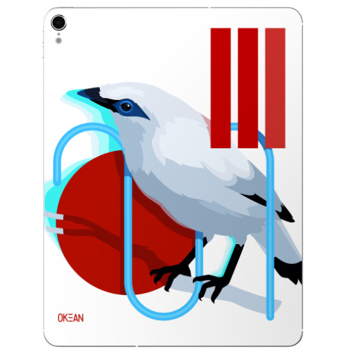Наклейка на Планшет Apple iPad Pro 2015-2018 Балийский скворец,  купить в Москве – интернет-магазин Allskins, птицы, геометрия, красный, неон, необычный, белая, природа, абстракция, скворец