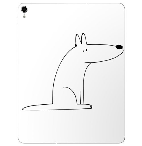 Наклейка на Планшет Apple iPad Pro 2015-2018 Собака сидит,  купить в Москве – интернет-магазин Allskins, собакаулыбака, собаки, волк, линейное, графика, белаясобака, животное, Смотрящий, природа, лаконичное, персонажи, детские, мужские, ветеринар