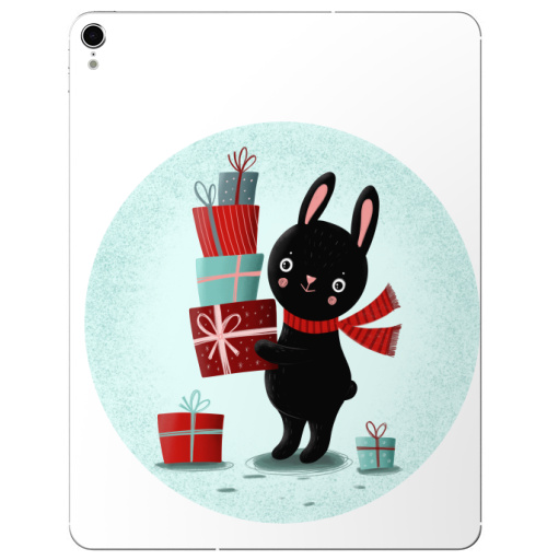 Наклейка на Планшет Apple iPad Pro 2015-2018 Черный кролик с подарками,  купить в Москве – интернет-магазин Allskins, кролики, заяц, читатель, новый год, символ, черный, красный, бирюзовый, символ_года, подарки
