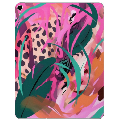 Наклейка на Планшет Apple iPad Pro 2015-2018 Дикая природа в тропическом лесу,  купить в Москве – интернет-магазин Allskins, поп-арт, природа, леопард, тропические, тропики, растение, розовый, зеленый, леопардовый, оранжевый, живописный, абстракция