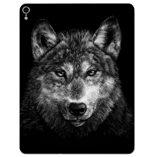 Наклейка на Планшет Apple iPad Pro 2015-2018 Волчище,  купить в Москве – интернет-магазин Allskins, морда, животные, волк, полностьючерный, 300 Лучших работ