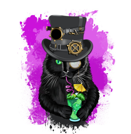 Наклейка на Планшет Apple iPad Air 3 Черный кот в шляпе стимпанк,  купить в Москве – интернет-магазин Allskins, милые животные, брутальность, пушистый, животные, коктейль, фиолетовый, мохито, стимпанк, шляпа, кошка, черный, сюрреализм