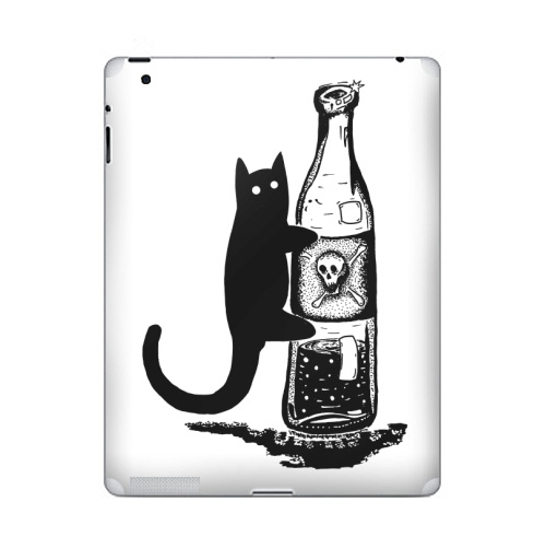 Наклейка на Планшет Apple iPad 5 2017-2018 Кот с бутылкой,  купить в Москве – интернет-магазин Allskins, кошка, алкоголь, вино, яд