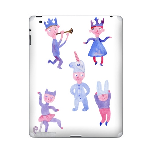 Наклейка на Планшет Apple iPad 5 2017-2018 Детский праздник,  купить в Москве – интернет-магазин Allskins, акварель, детские, пикник, карнавал, танцы, музыка, единорог, заяц, принцесса, принц