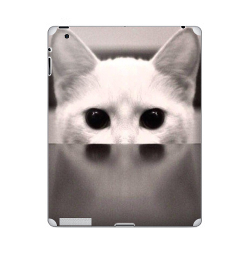 Наклейка на Планшет Apple iPad 5 2017-2018 Сквозь...,  купить в Москве – интернет-магазин Allskins, черно-белый, киса, кошка, глаз, фотография