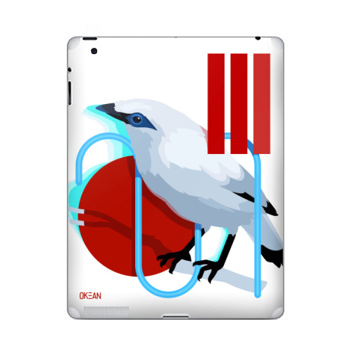 Наклейка на Планшет Apple iPad 5 2017-2018 Балийский скворец,  купить в Москве – интернет-магазин Allskins, птицы, геометрия, красный, неон, необычный, белая, природа, абстракция, скворец