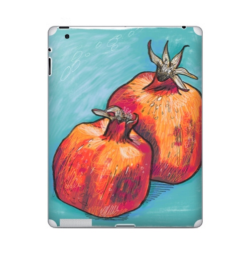 Наклейка на Планшет Apple iPad 5 2017-2018 Два граната,  купить в Москве – интернет-магазин Allskins, поп-арт, фрукты, гранат, скетч, яркий, контраст, красный, цифровая, графика, иллюстация, квадрат, диджитал, экспрессия, цвет
