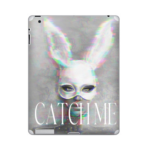 Наклейка на Планшет Apple iPad 5 2017-2018 Поймай меня,  купить в Москве – интернет-магазин Allskins, поп-арт, девушка, маска, заяц, кролики, модная, стильная, женственно, мода, красота, молодёжное, сексуально, белый, серый, вечеринка, образ, бирюзовый, розовый