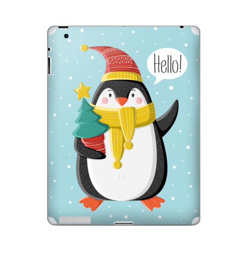 Наклейка на Планшет Apple iPad 5 2017-2018 Пингвин с ёлкой,  купить в Москве – интернет-магазин Allskins, шапка, снег, новый год, пингвин, детские