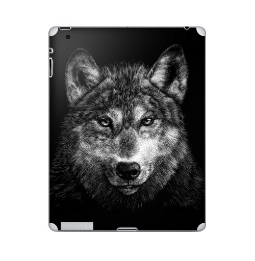 Наклейка на Планшет Apple iPad 5 2017-2018 Волчище,  купить в Москве – интернет-магазин Allskins, морда, животные, волк, полностьючерный, 300 Лучших работ